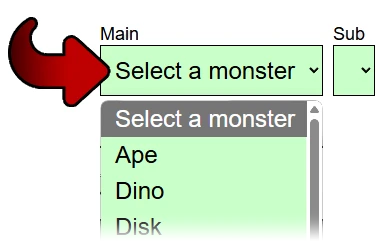 how to select a monster in the song list