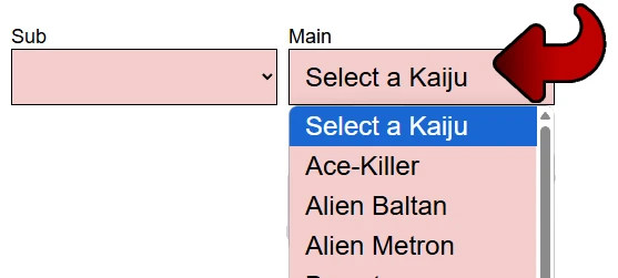 how to select a monster in the song list